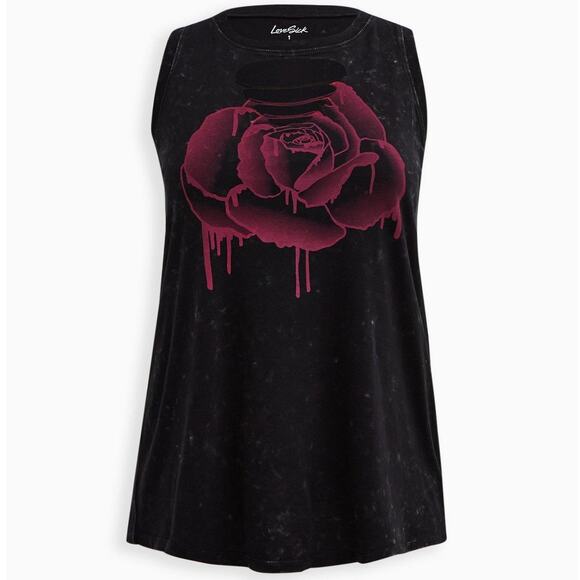 torrid Tops - Torrid  2 2XL LoveSick Slashed Tee tank - Cotton Rose Washed Grey 0380